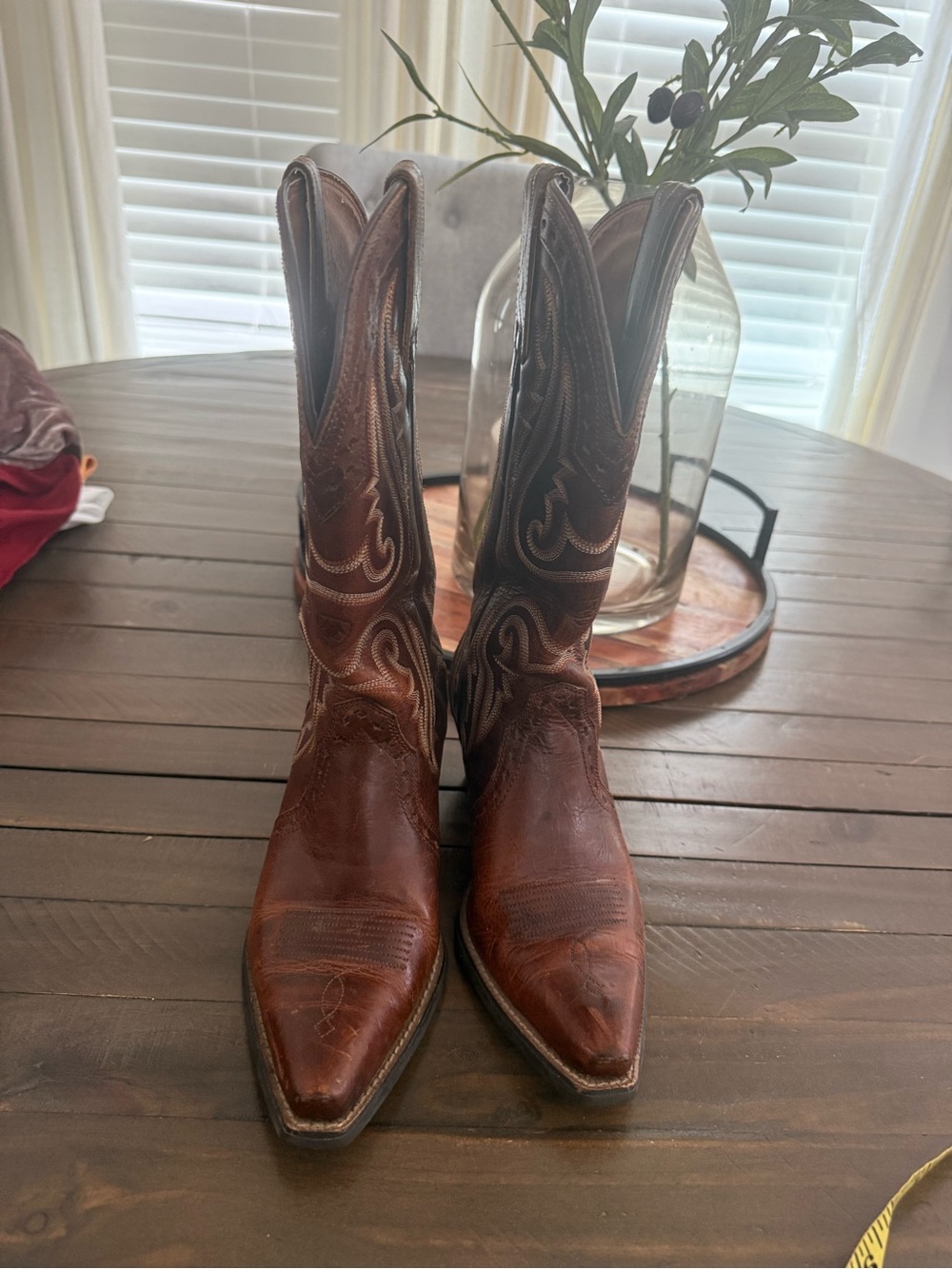 Brown Leather Embroidered Cowboy Boots 6. - Picture 2 of 11